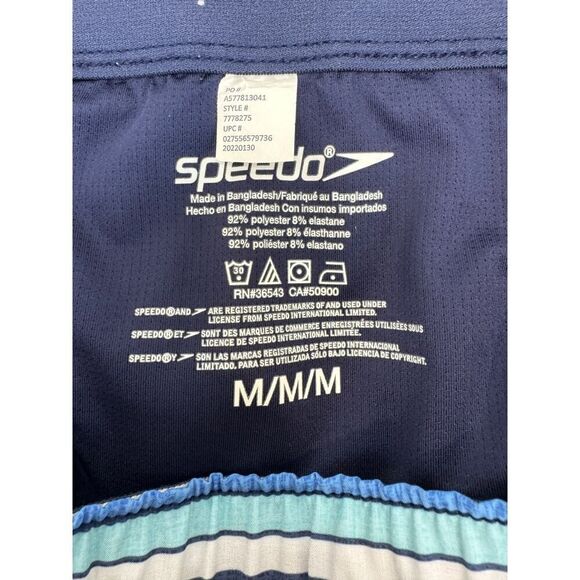 Speedo Men's Swim Trunks Shorts Lined Striped Active Blue Swimsuit - Medium - Picture 8 of 9